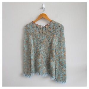 LAURÈL by ESCADA • Knit Wool Crewneck Sweater with Fur Trim • XS